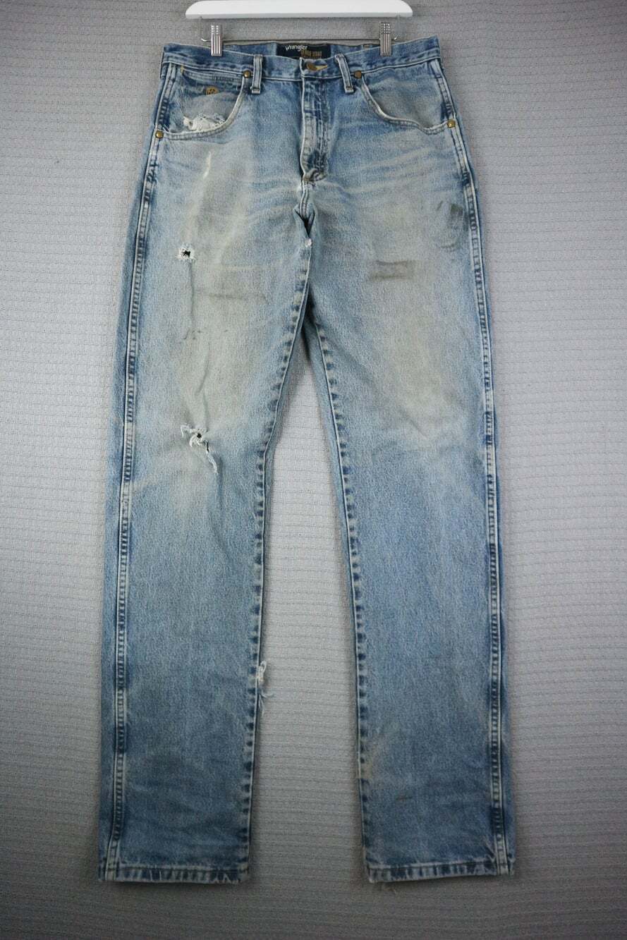 Wrangler George Strait Collection Distressed Denim Jeans Light Wash 32x38